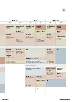 CE2 - 6 Emplois du temps - Nouveaux programmes 2016