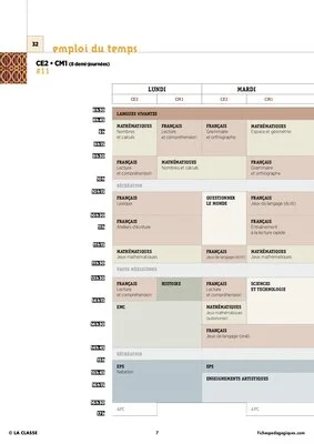 CE2 - 6 Emplois du temps - Nouveaux programmes 2016