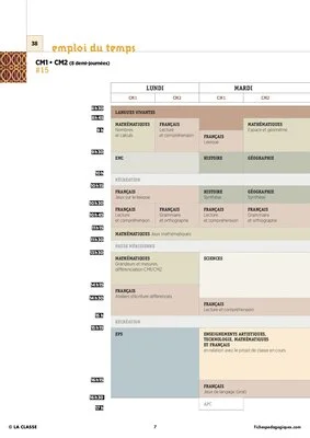 CM1 - 6 Emplois du temps - Nouveaux programmes 2016
