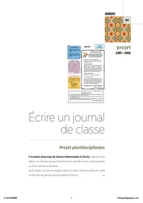 CM1 / CM2 - Projet pluridisciplinaire 2016 - Ecrire un journal de classe