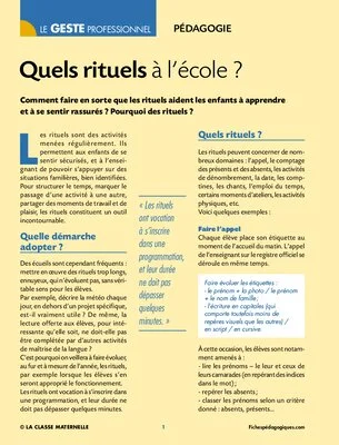 Quels rituels à l'école ?