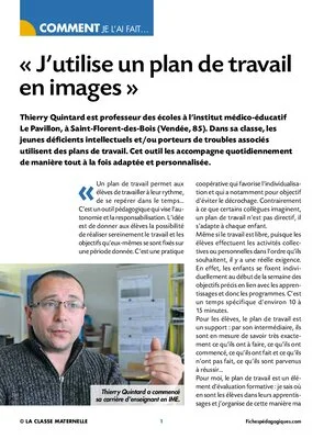 J'utilise un plan de travail en images