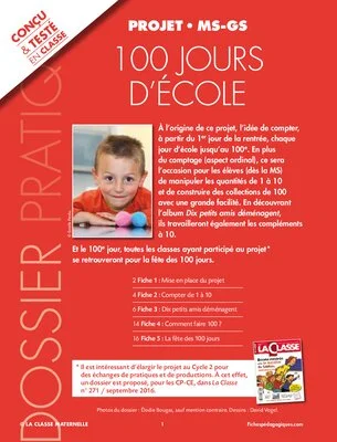 Projet 100 jours d’école en maternelle (MS-GS) : activités et rituels autour des nombres