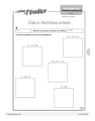 Evaluations mathématiques Cycle 3 (2)