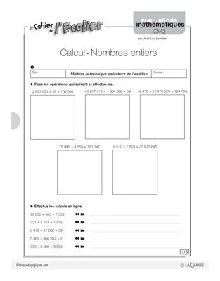 Evaluations mathématiques Cycle 3 (2)