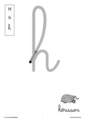Ecrire la lettre h en cursive
