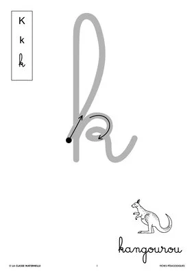 Ecrire la lettre k en cursive