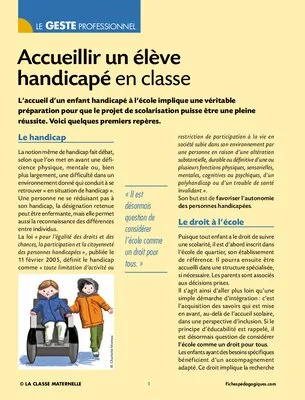 Accueillir un élève handicapé en classe