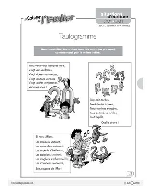 Situations d'écriture (3 / Tautogramme