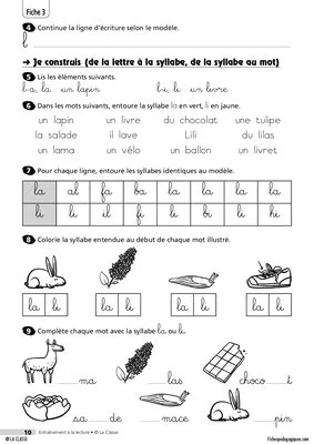 Entraînement à la lecture 1/4