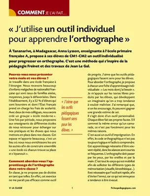J’utilise un outil individuel pour apprendre l’orthographe