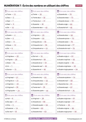 300 exercices flashs de mathématiques niveau CP-CE1