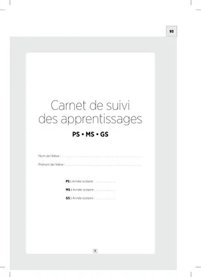 Carnet de suivi des apprentissages Cycle 1 2020