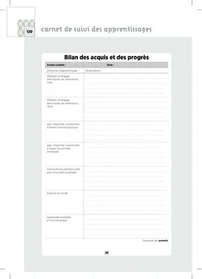 Carnet de suivi des apprentissages Cycle 1 2020