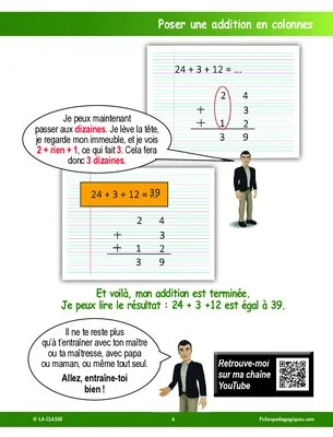 Apprendre à poser une addition en colonnes