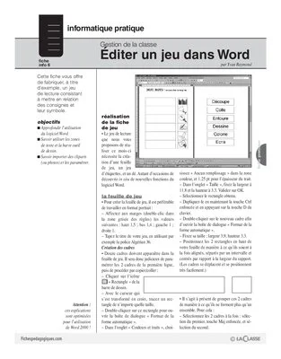 Informatique pour le maître / Editer un jeu dans Word