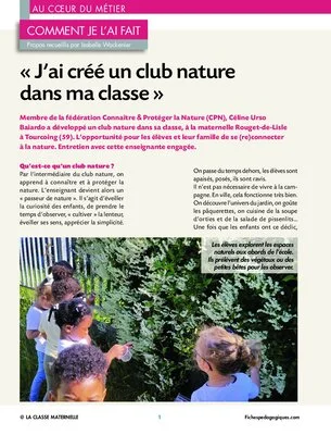 J'ai créé un club nature dans ma classe