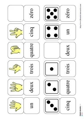 Dominos des chiffres de 0 à 5