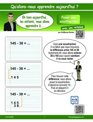 Apprendre à poser une soustraction avec une retenue