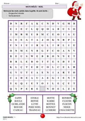 Mots mêlés de Noël