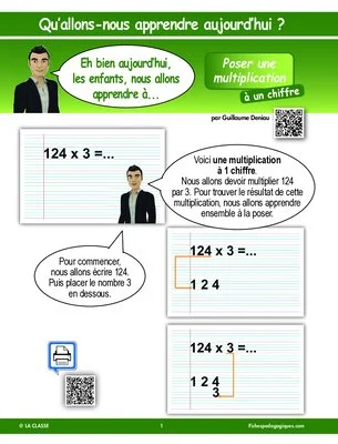 Apprendre à poser une multiplication à un chiffre
