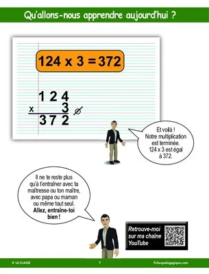 Apprendre à poser une multiplication à un chiffre