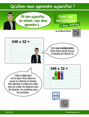Apprendre à poser une multiplication à deux chiffres
