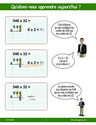 Apprendre à poser une multiplication à deux chiffres