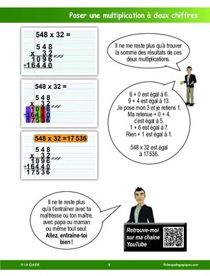 Apprendre à poser une multiplication à deux chiffres