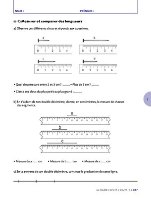 Comparer des mesures en CE1