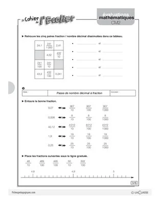 Evaluations mathématiques Cycle 3 (3) / Les nombres décimaux
