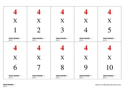 Memory tables de multiplication 4 à 6