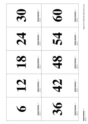 Memory tables de multiplication 4 à 6