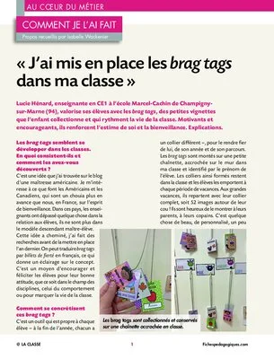 J'ai mis en place les brag tags dans ma classe