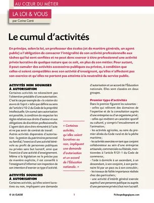 Le cumul d'activités