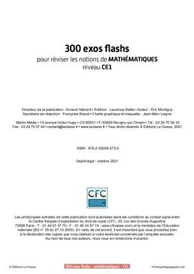 300 exercices flashs de mathématiques niveau CE1-CE2
