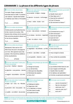 300 exercices flashs de français niveau CE1-CE2