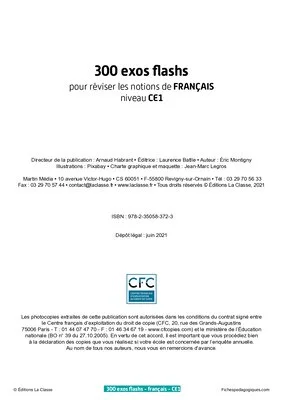 300 exercices flashs de français niveau CE1-CE2