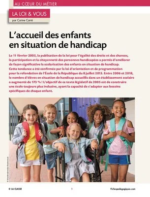 L'accueil des enfants en situation de handicap
