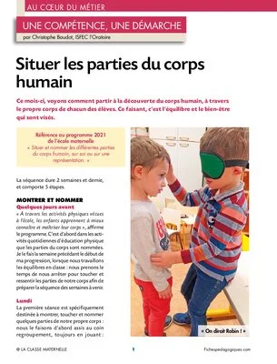 Situer les parties du corps humain