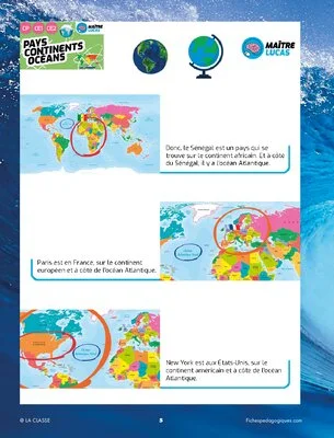 Pays, continents, océans