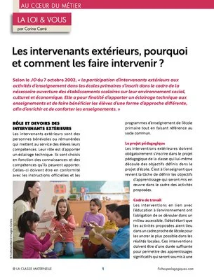 Les intervenants extérieurs, pourquoi et comment les faire intervenir ?