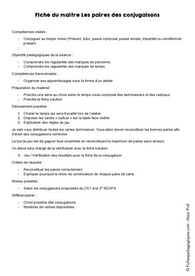 Les paires de la conjugaison (CM1/CM2/SEGPA)