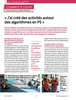 « J'ai créé des activités autour des algorithmes en PS »