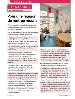 Pour une réunion de rentrée réussie