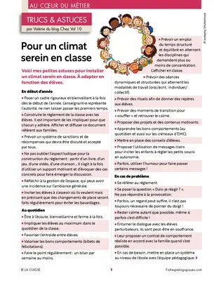 Pour un climat serein en classe