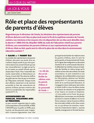 Rôle et place des représentants de parents d'élèves
