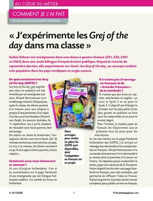 « J'expérimente les Grej of the day dans ma classe »