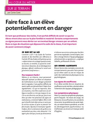 Faire face à un élève potentiellement en danger