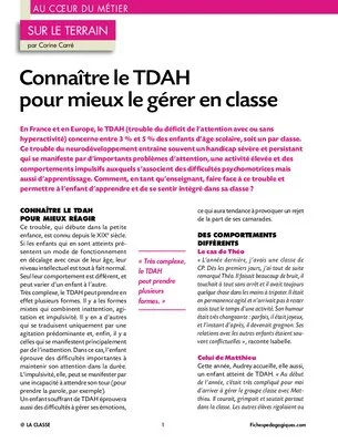 Connaître le TDAH pour mieux le gérer en classe